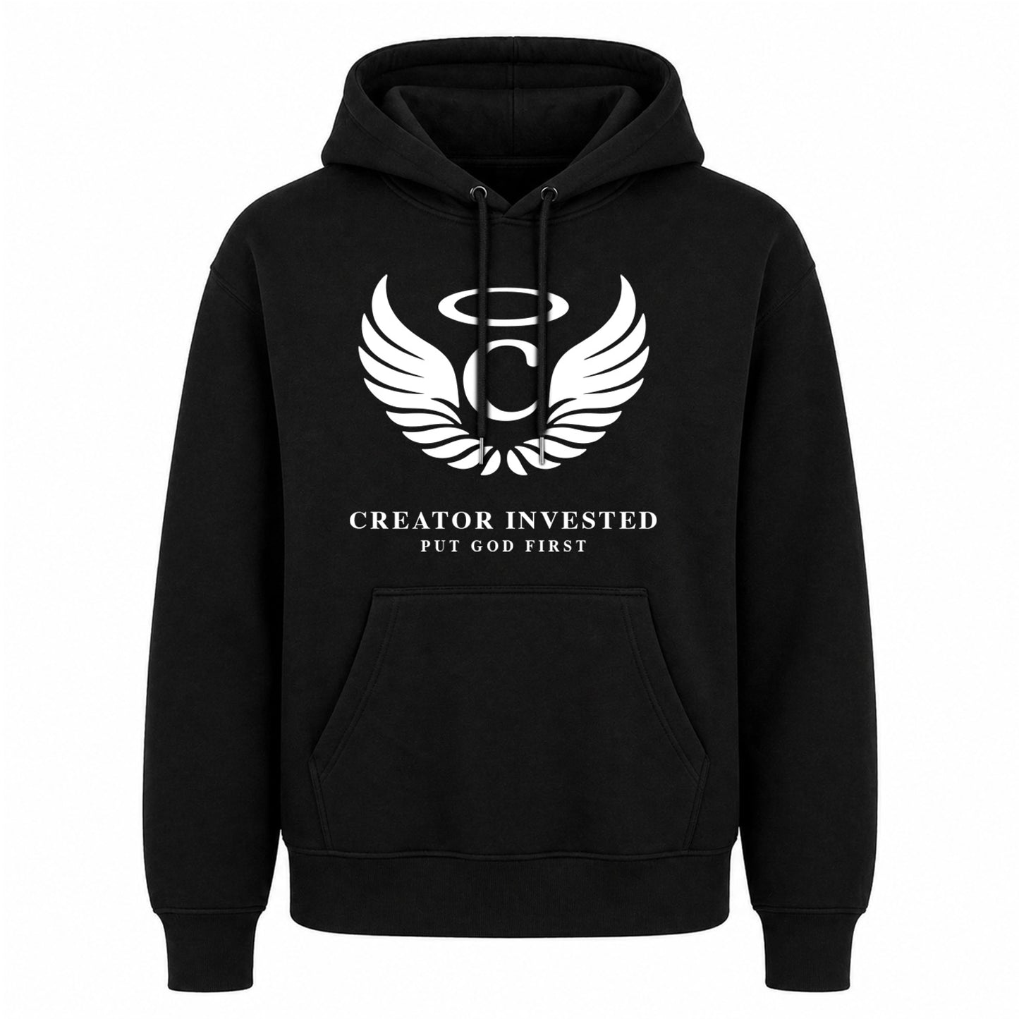Black Hoodie Front - Winged C Logo