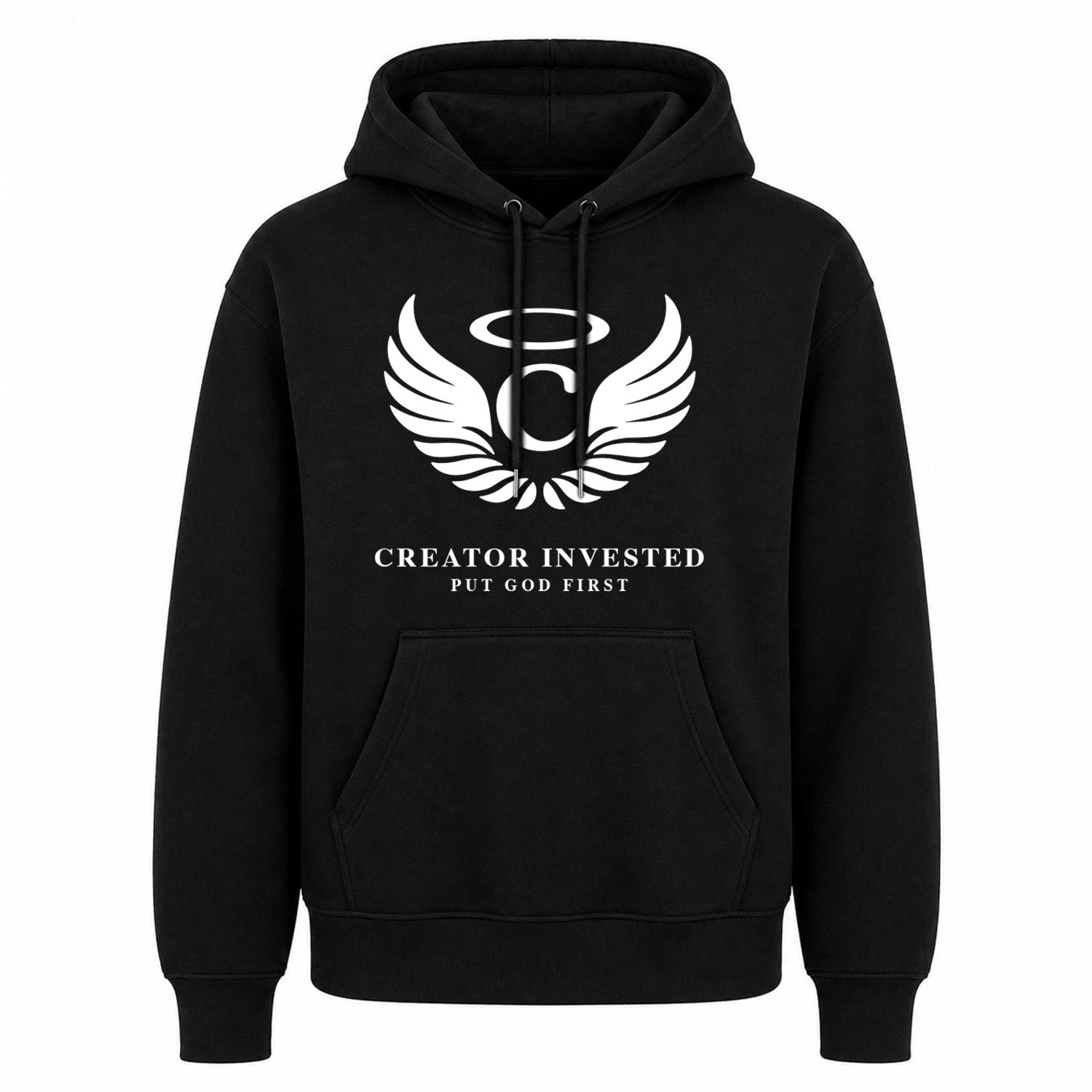 Black Hoodie Front - Winged C Logo