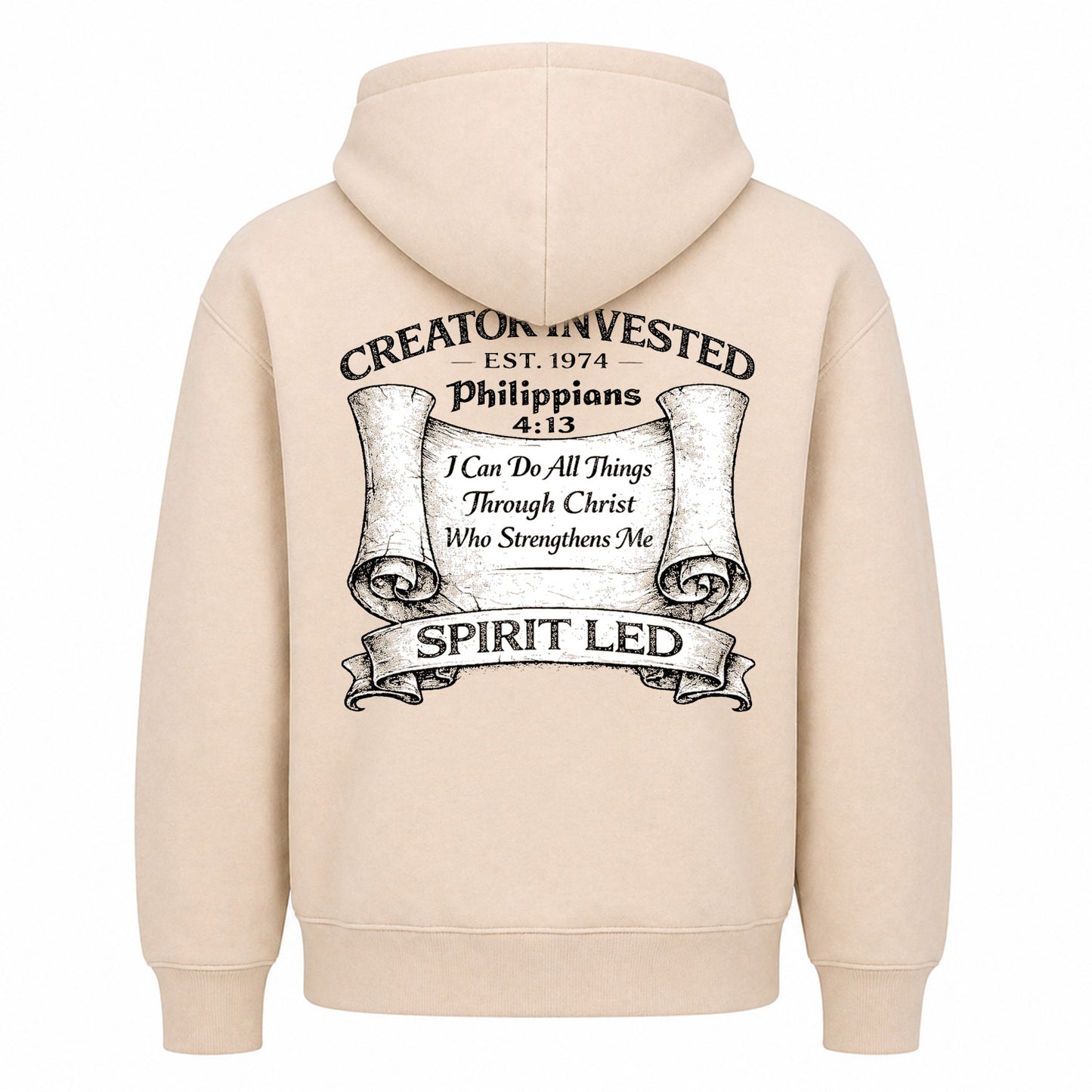 Dust Hoodie Back - Philippians 4:13 Scroll
