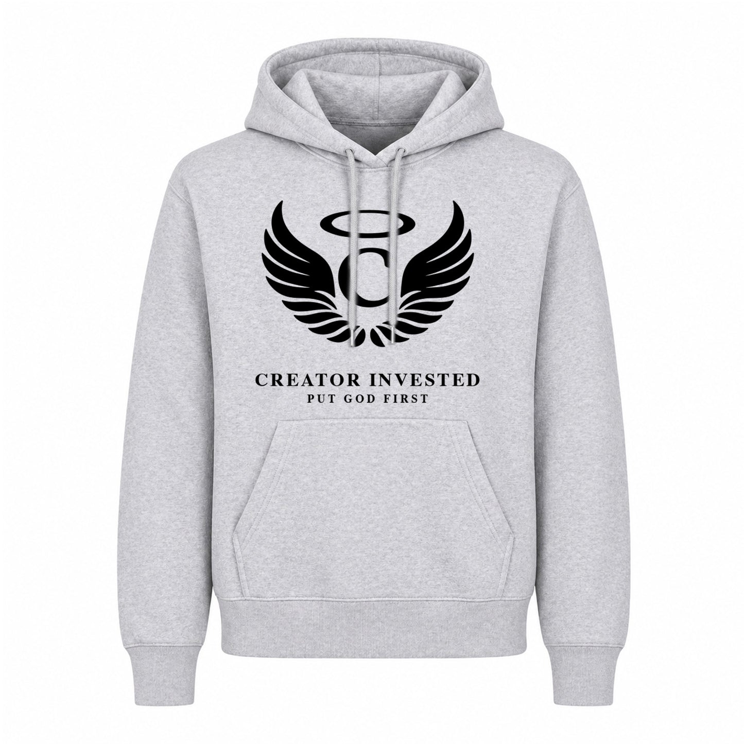 Grey Hoodie Front - Winged C Logo