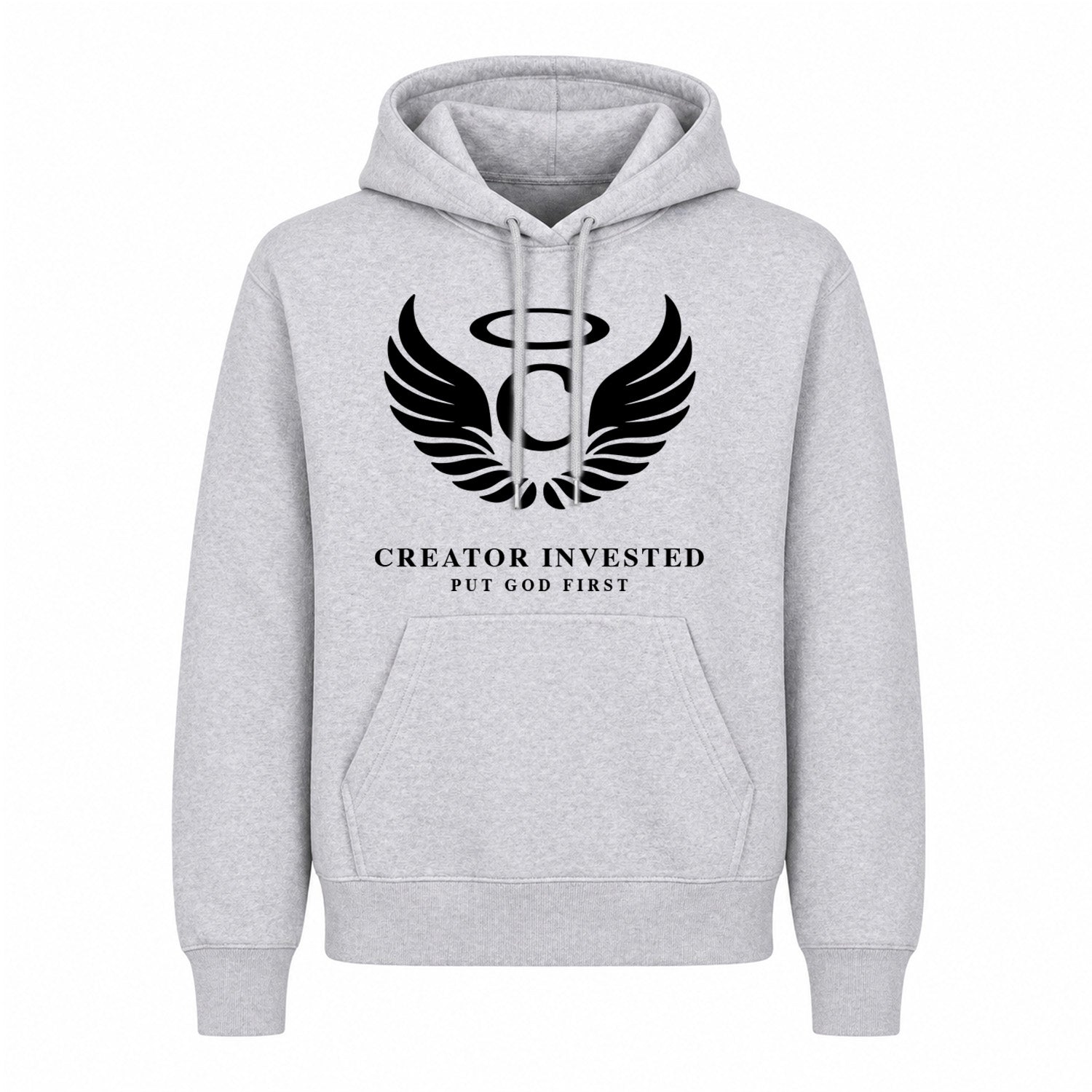 Grey Hoodie Front - Winged C Logo