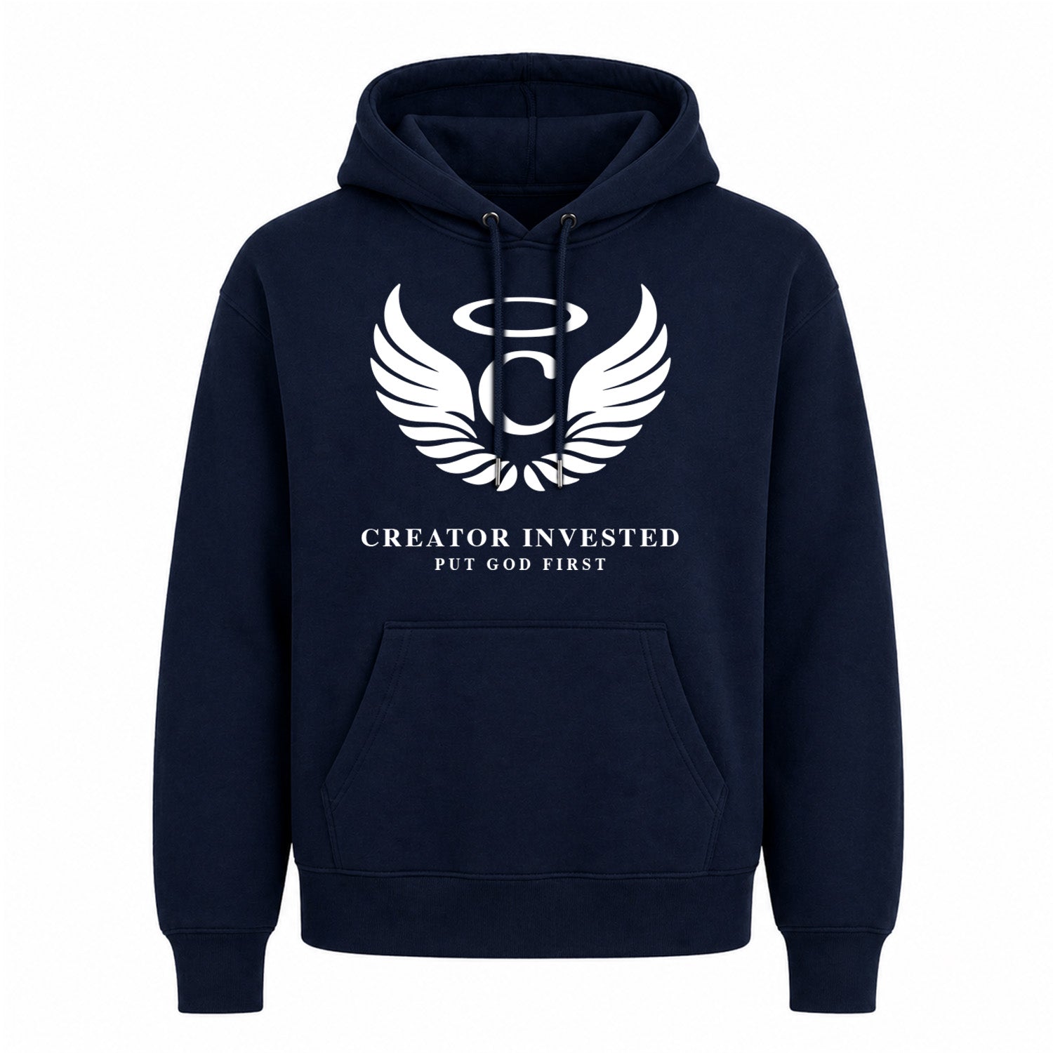 Navy Hoodie Front - Winged C Logo
