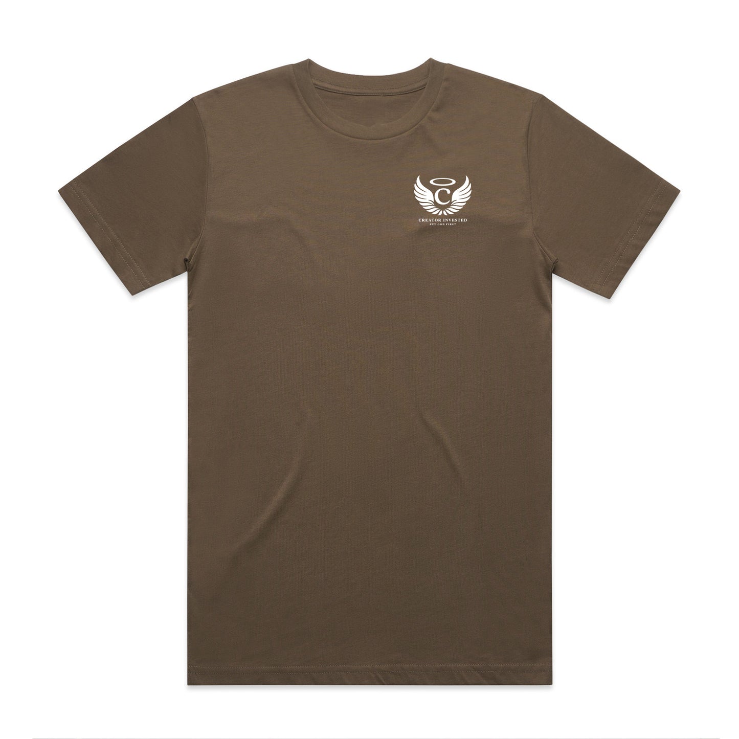 Creator Invested Pocket Logo Tee Walnut - Front