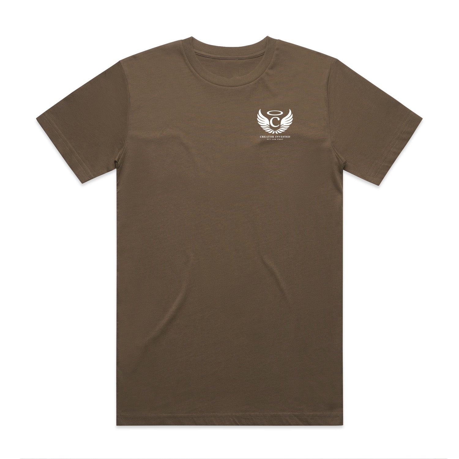 Creator Invested Pocket Logo Tee Walnut - Front