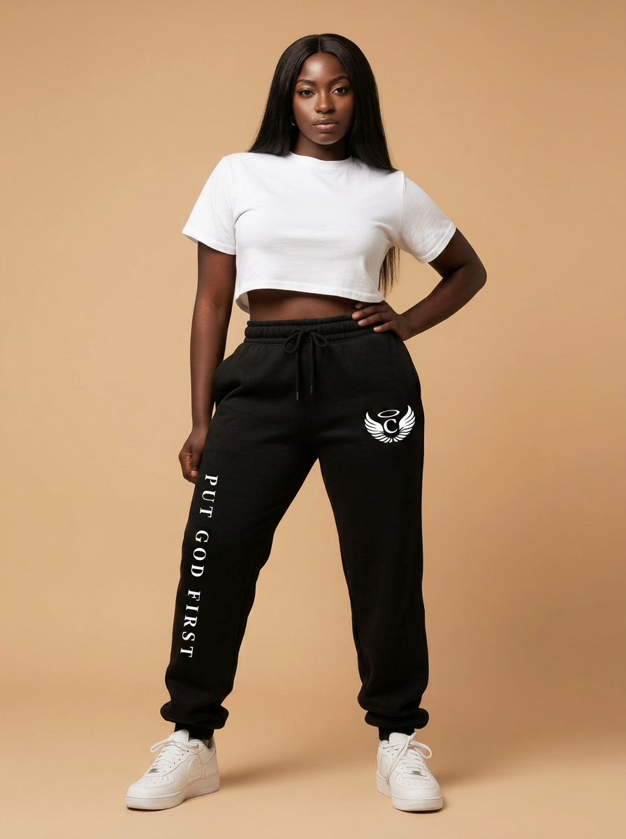 Put God First Sweatpants - Black
