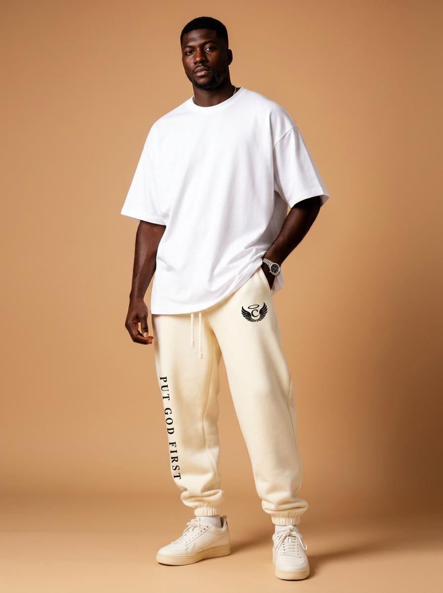 Put God First Sweatpants - Cream