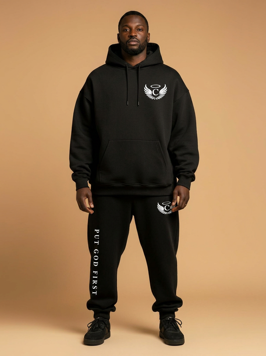 Put God First Sweatsuit Set - Black
